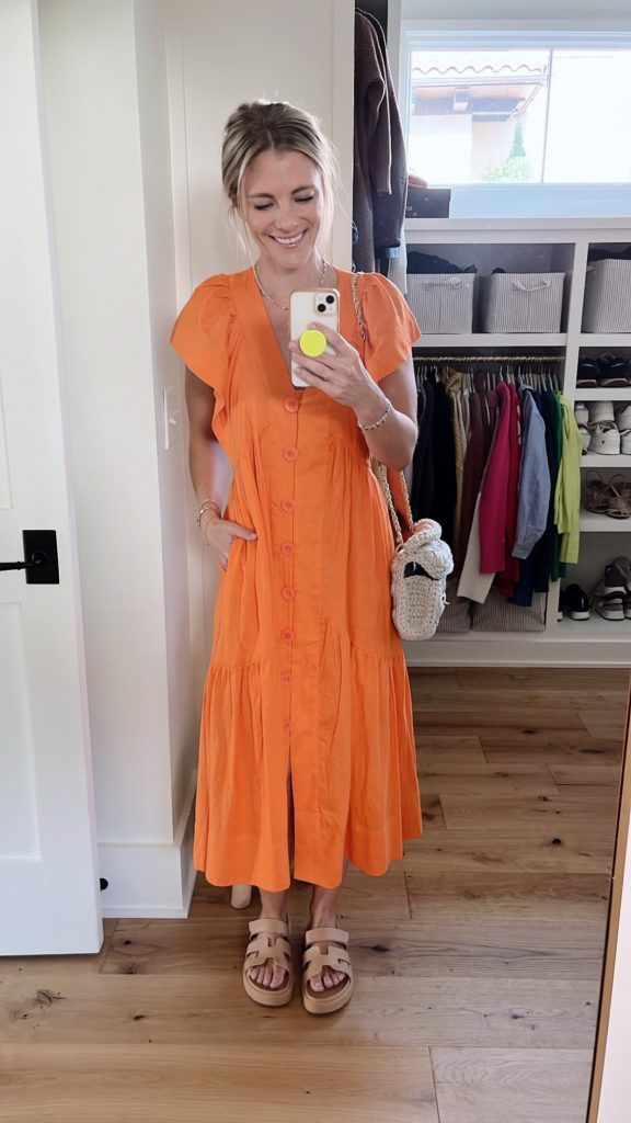 orange anthropologie dress