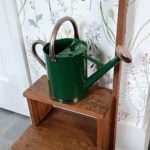 green and copper watering can