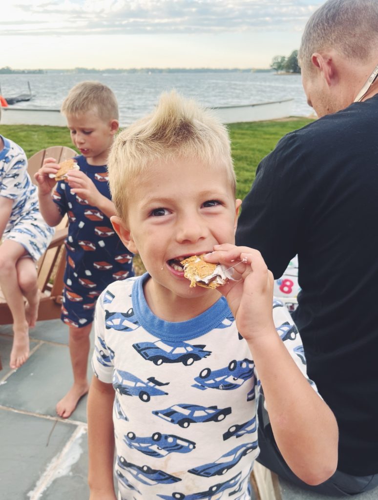 boy eating smores boy eating smores