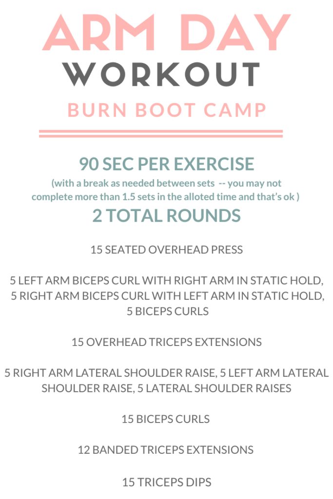 burn boot camp arm day workout