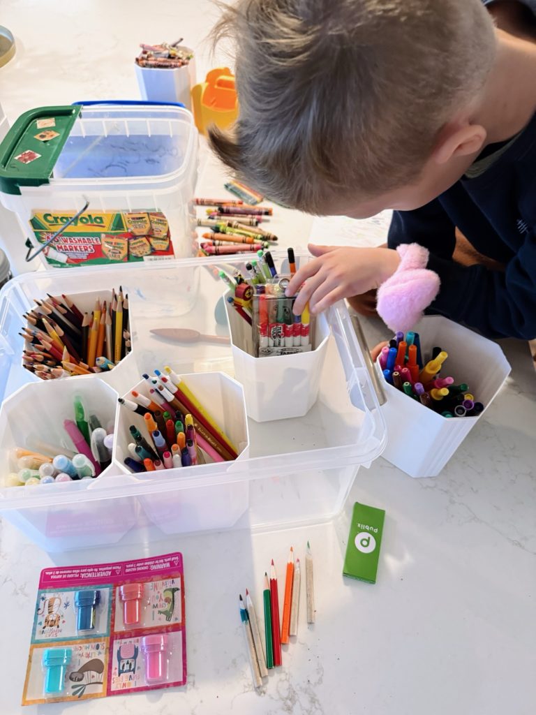 crayon and marker organization | Valentine-y Weekend