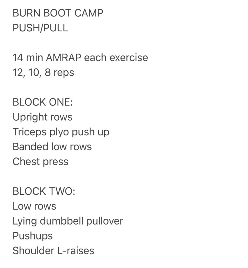 burn boot camp push pull
