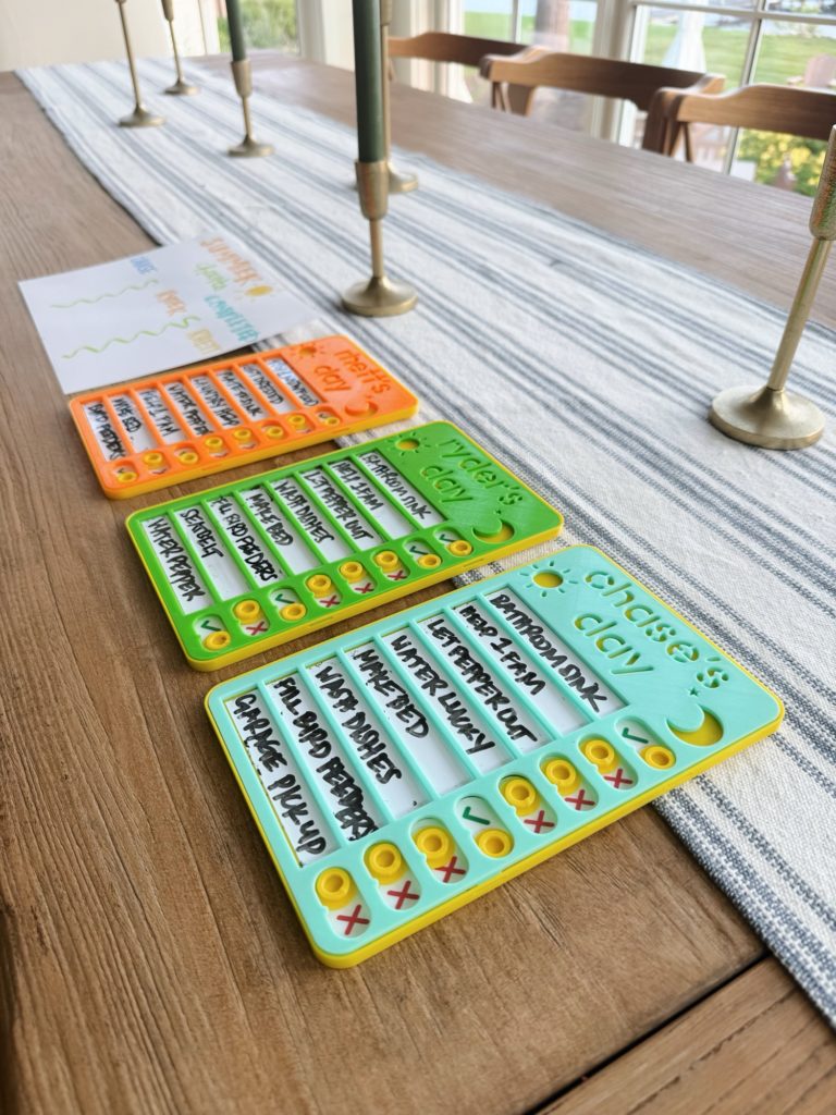 summer chore charts