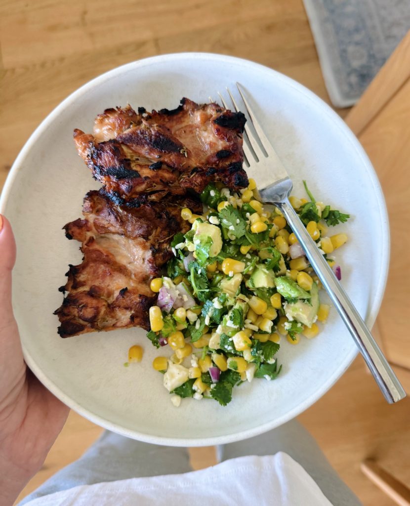chicken thighs corn salad