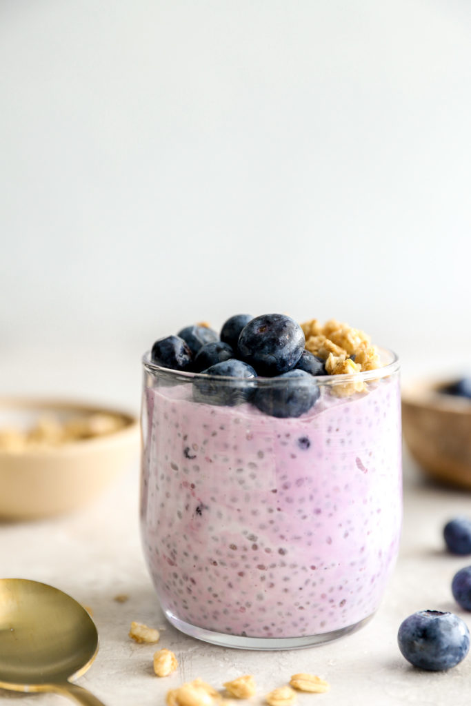 blueberry chia pudding glass