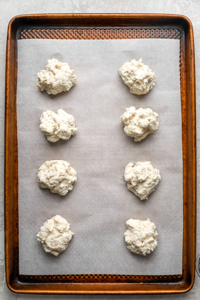 large spoonfuls of dough