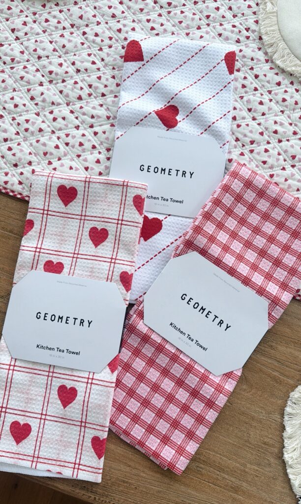 geometry kitchen towels valentines day