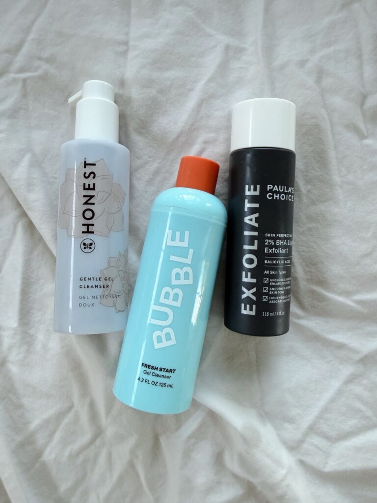 empty skin cleansers and paula's choice exfoliate
