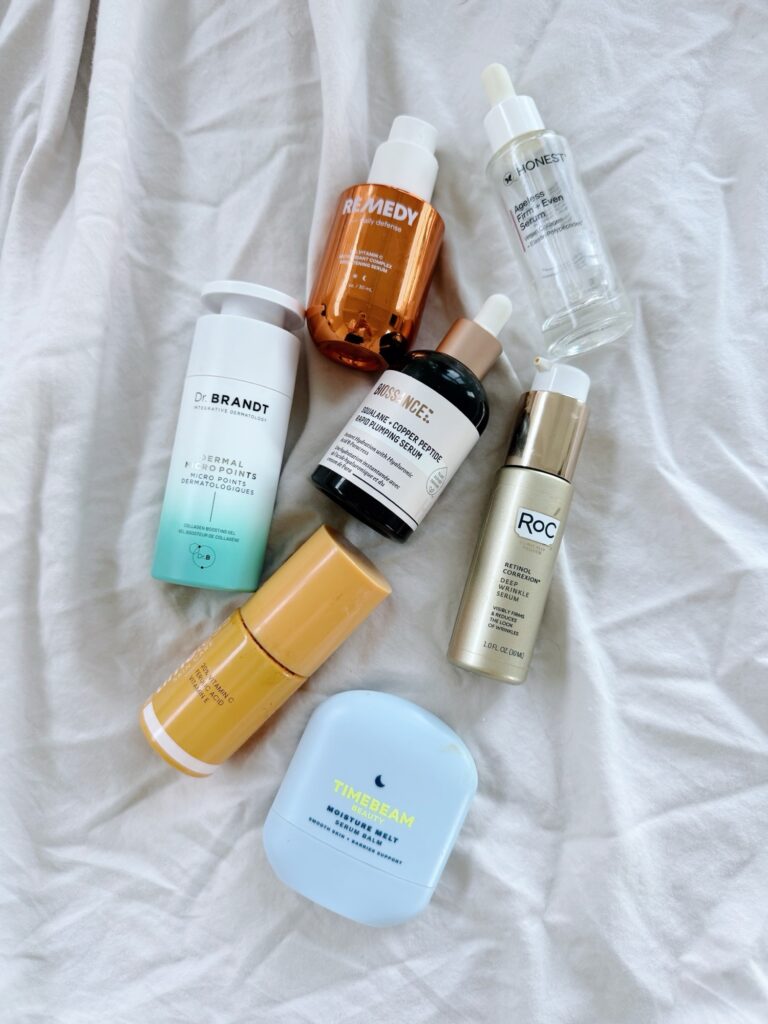 empty skincare toners and serums